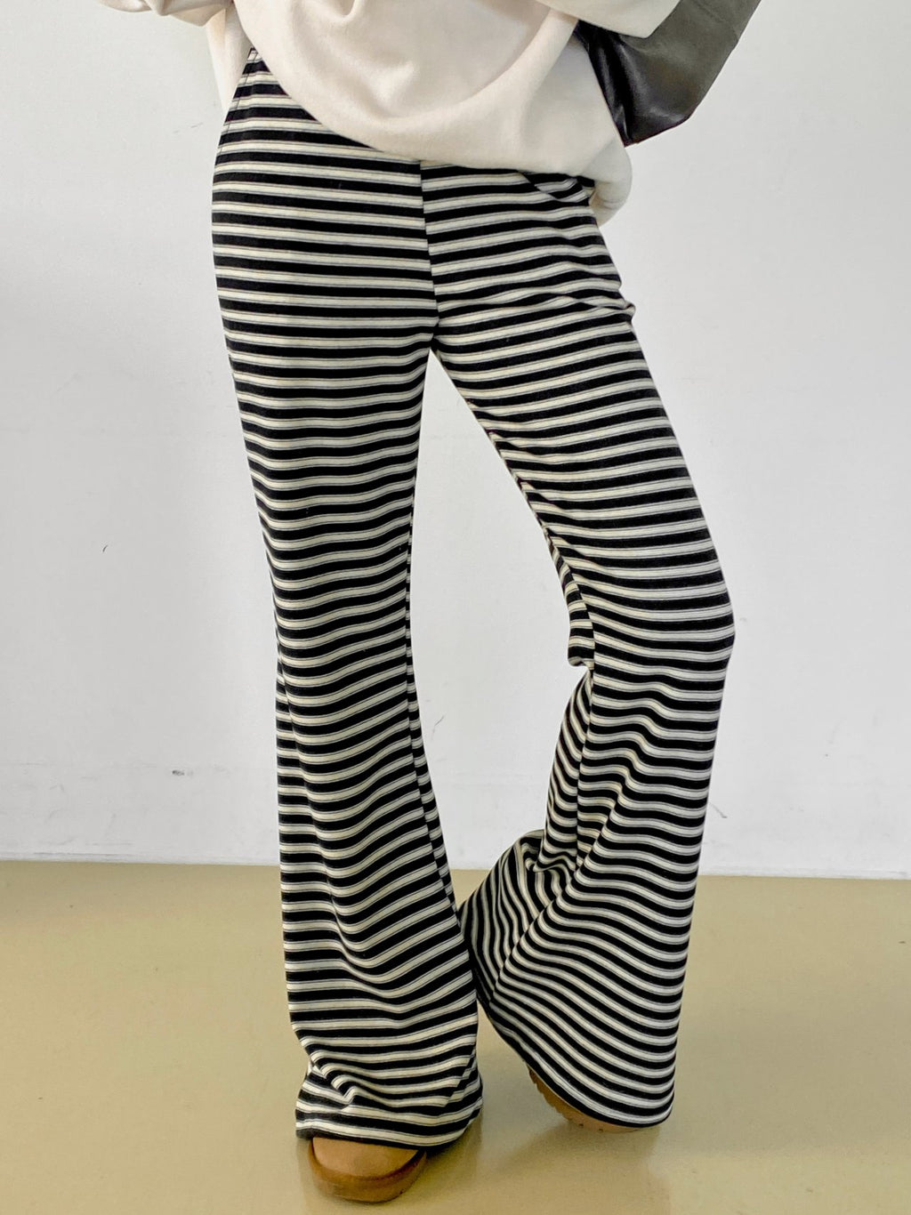 Soft Fleece Stripe Flare Pants