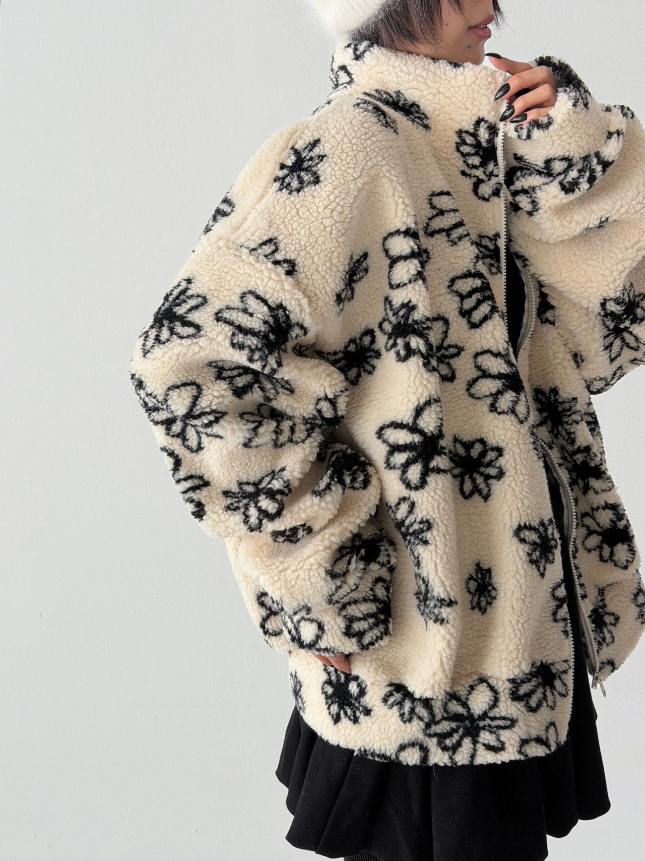 Fluffy Blossom Fleece Half-Zip Jacket