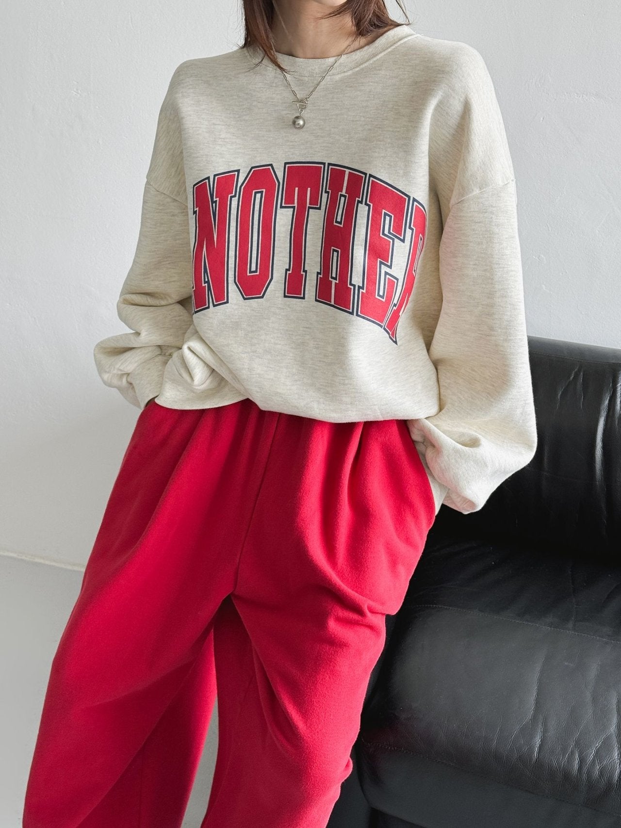 ANOTHER Varsity Puff-Sleeve Sweatshirt