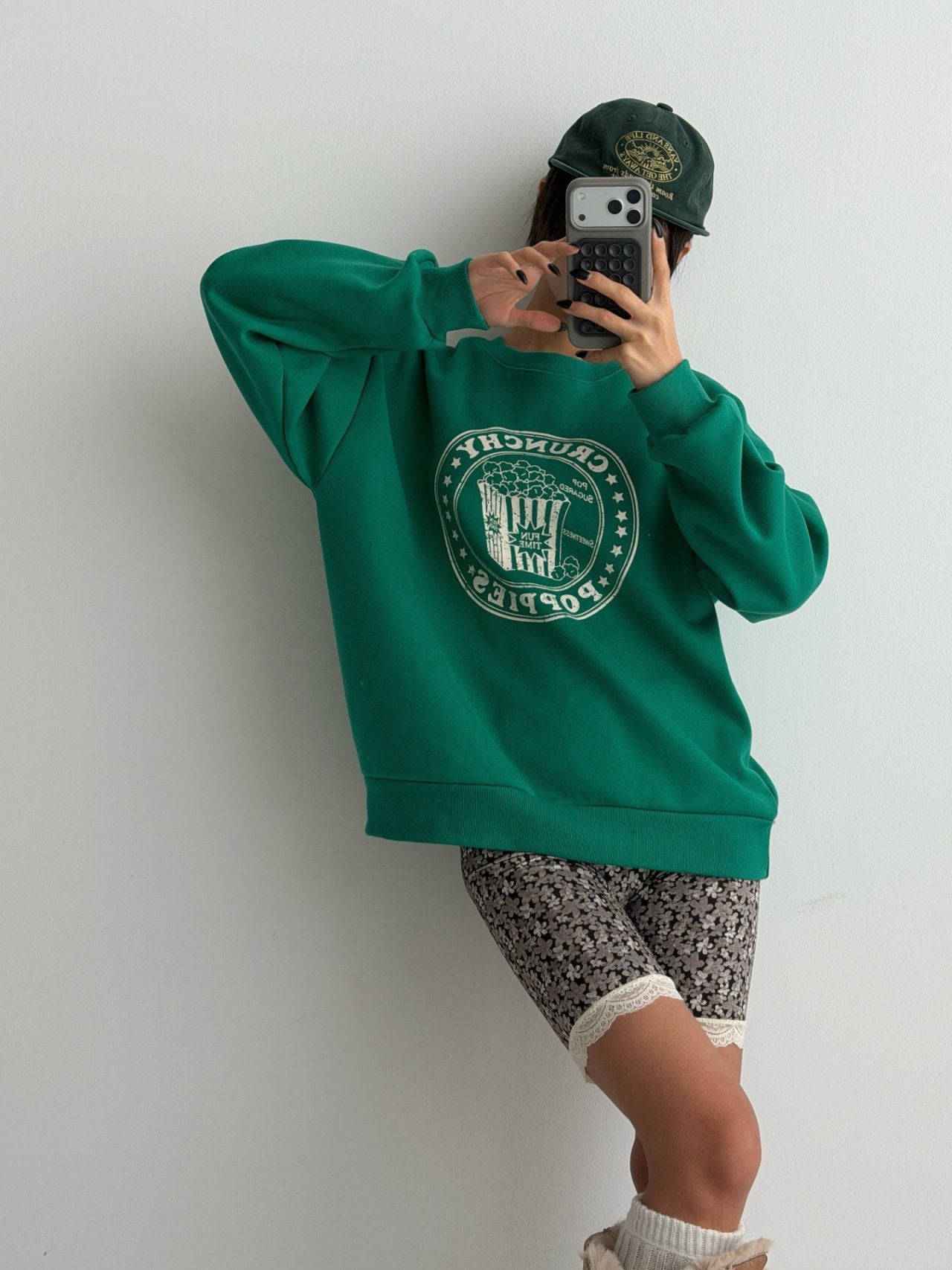 Crunchy Poppies Fleece Graphic Sweatshirt Made in Korea