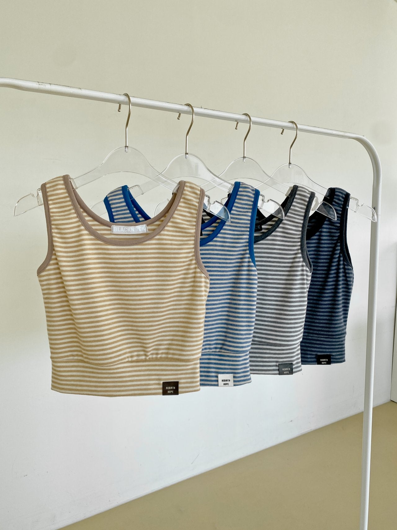 Soft Fleece-Lined Stripe Crop Tank – Made in Korea
