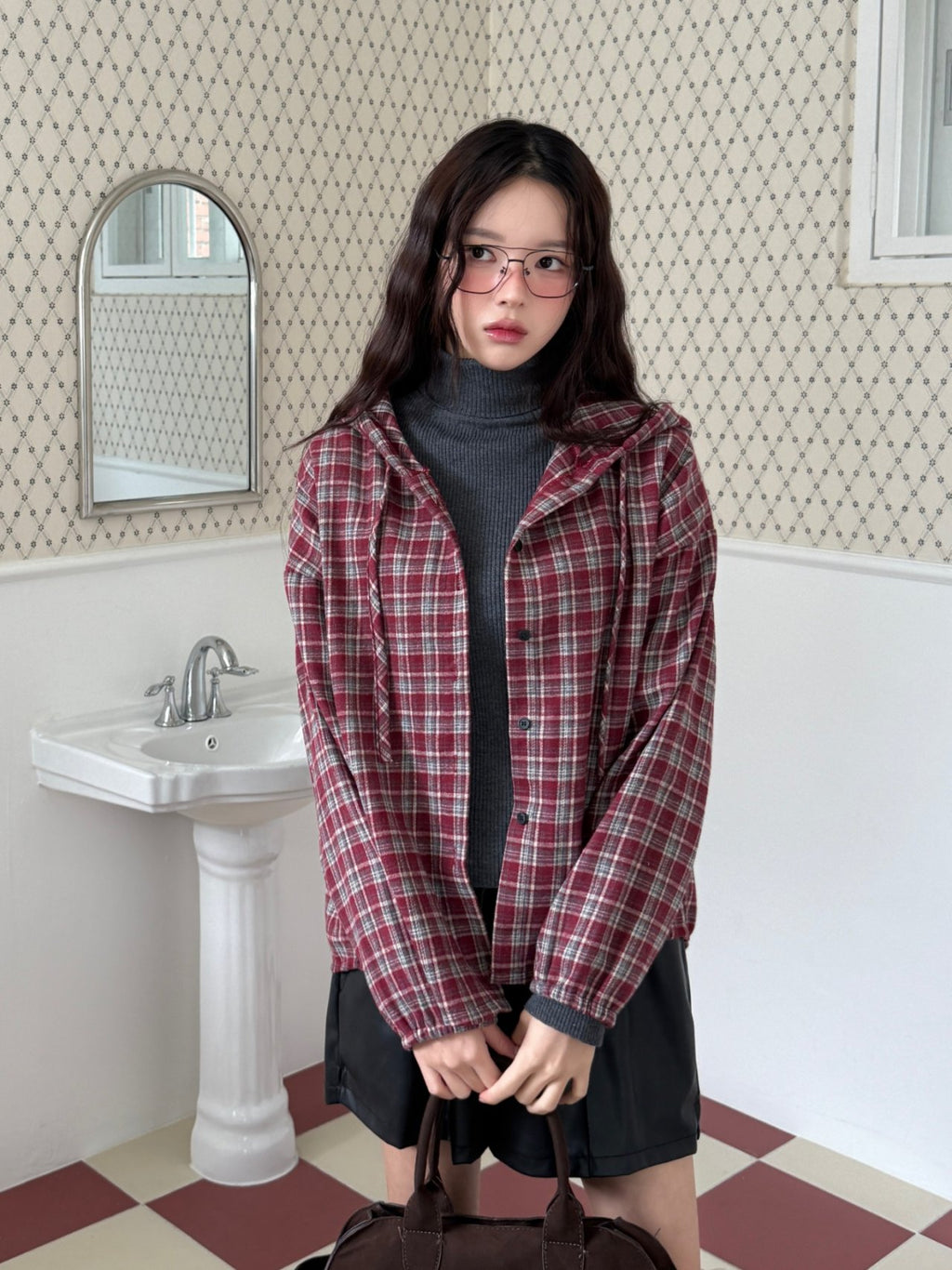 Winter Brushed Check Hooded Shirt Relaxed fit