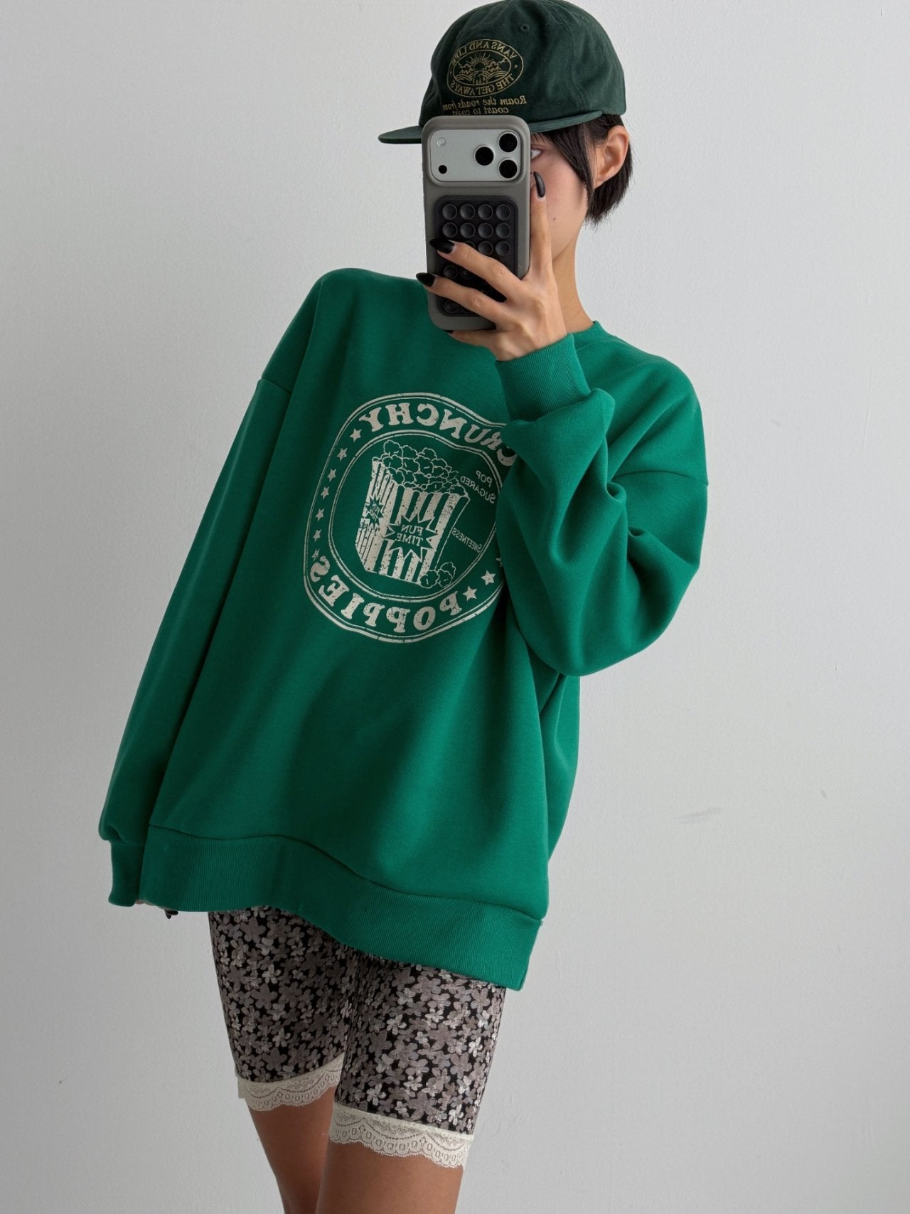 Crunchy Poppies Fleece Graphic Sweatshirt Made in Korea
