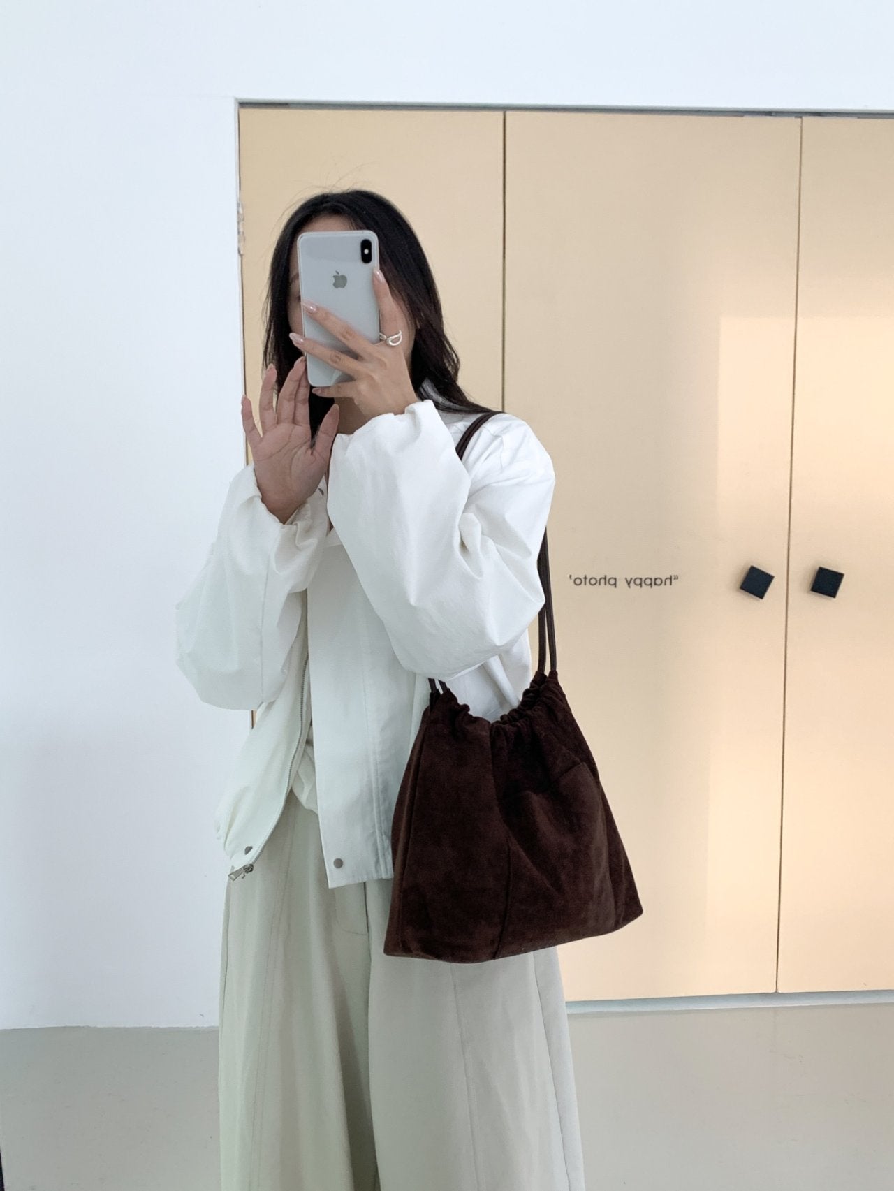 Stella Soft Suede Gather Bucket Bag