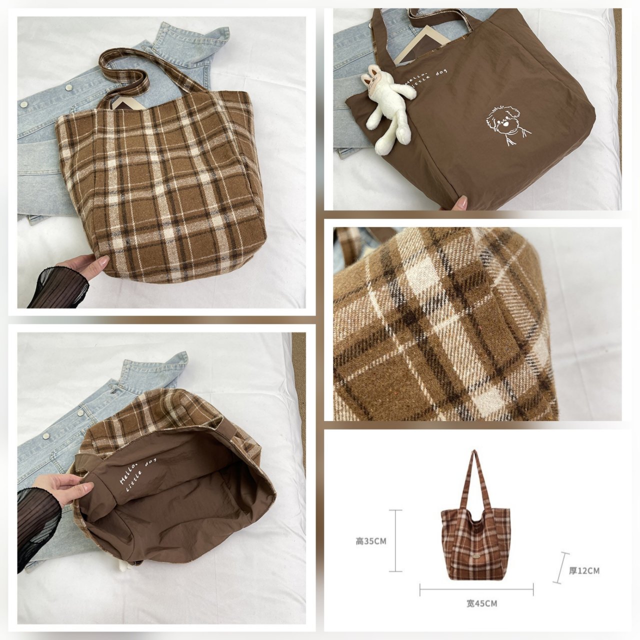 Reversible Check Daily Tote Bag