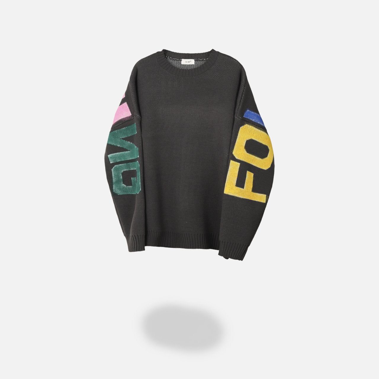 Following Hand-Brushed lettering Jacquard Knit Sweater Made in Korea