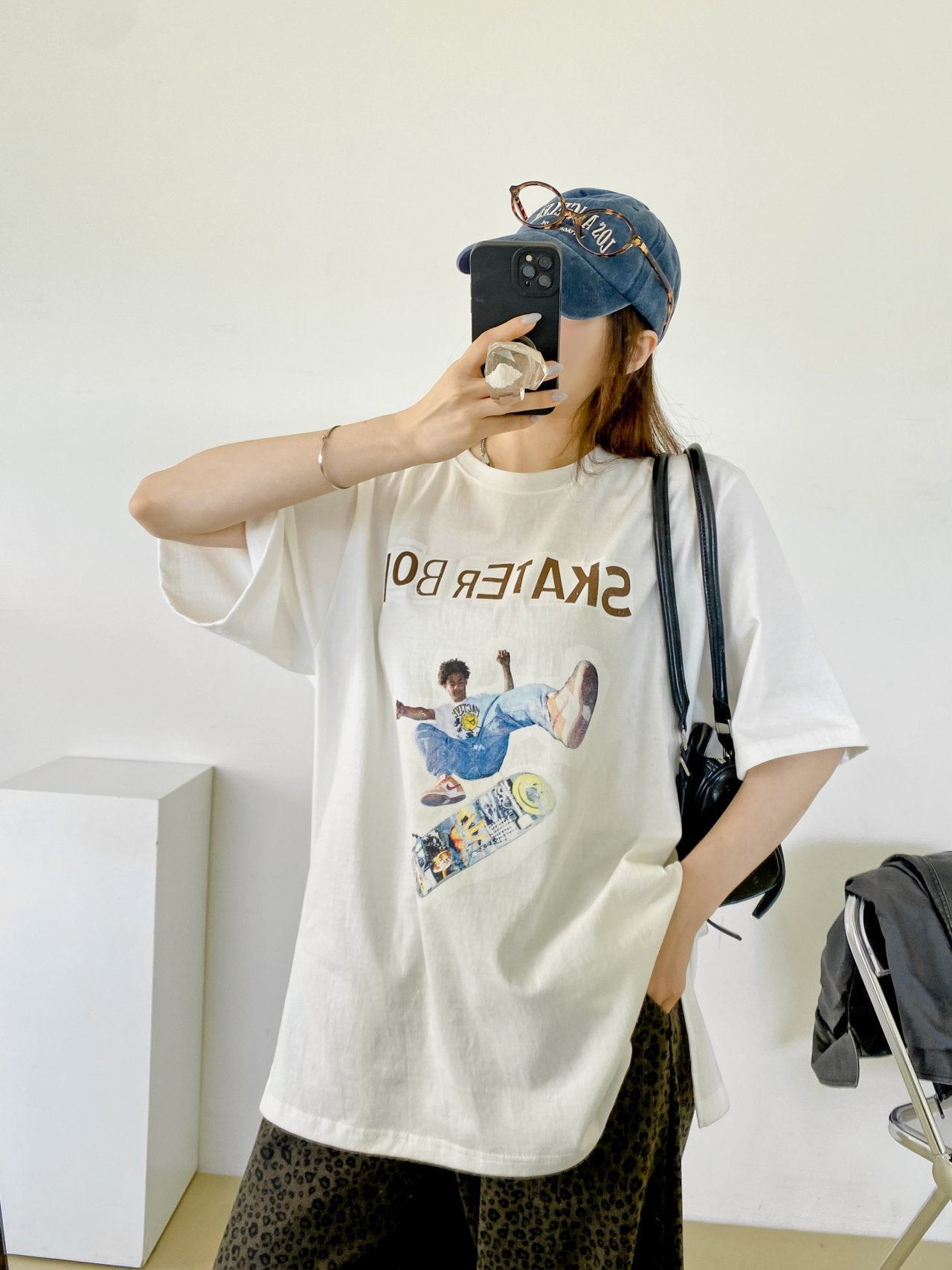 Skater Boi Graphic Oversized Tee - Luckyplanetusa