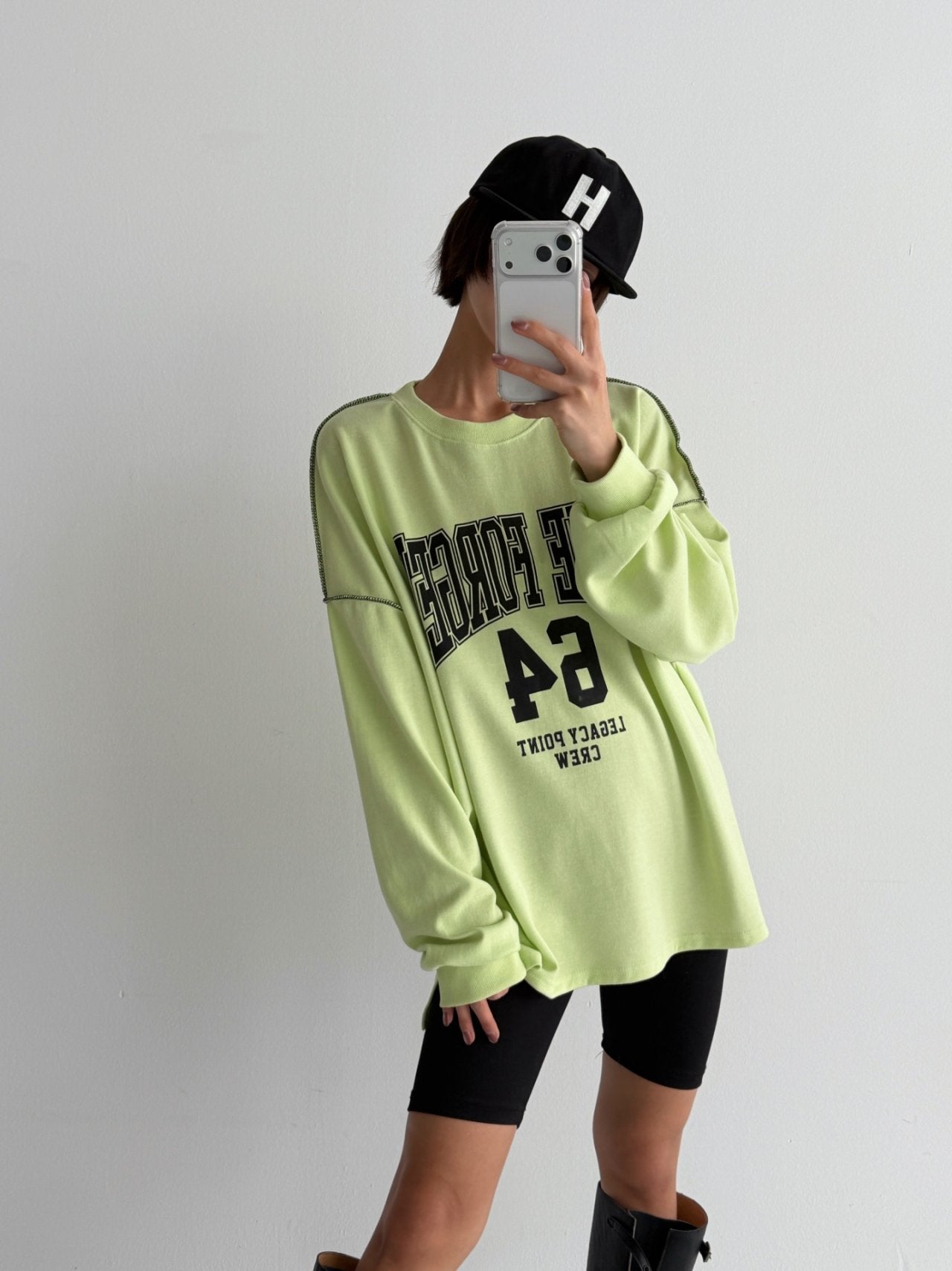 Lime Forge Oversized Cotton Slit Sweatshirt - Luckyplanetusa