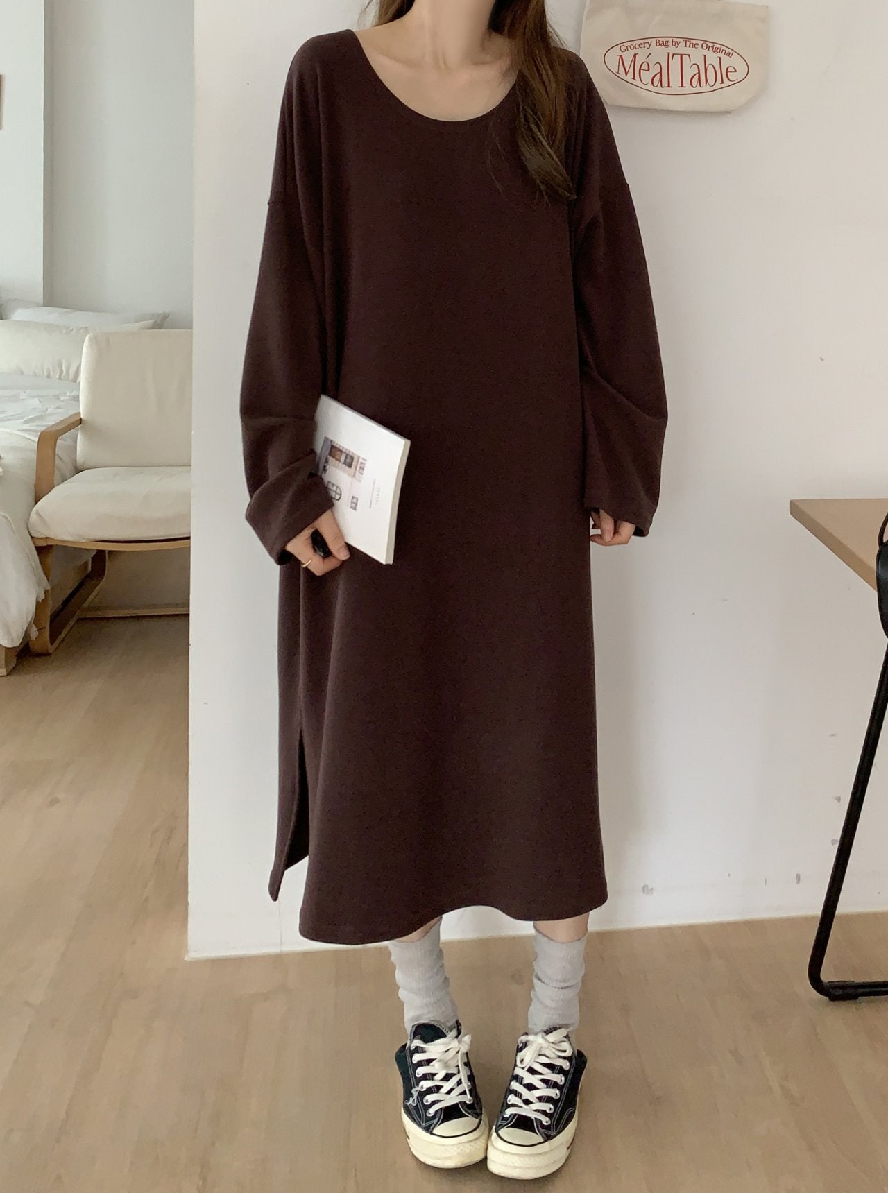 Soft Cozy U-Neck Oversized Lounge Dress