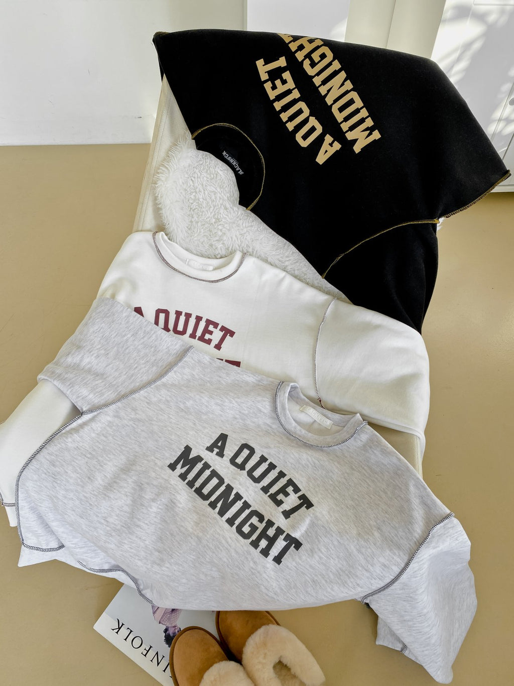 A Quiet Midnight Contrast Stitch Sweatshirt