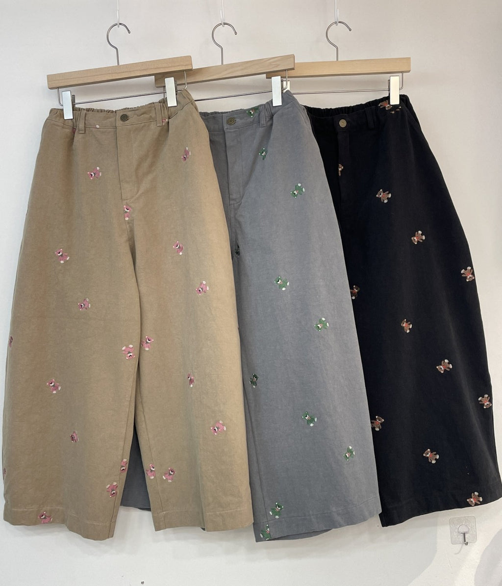 Teddy Embroidery Wide Pants – Made in Korea