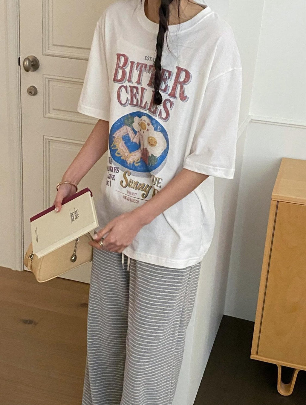 Bitter Cells Washed Cotton Lounge Tee Made in Korea - Luckyplanetusa