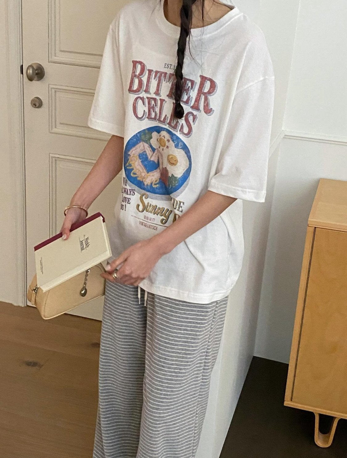 Bitter Cells Washed Cotton Lounge Tee Made in Korea - Luckyplanetusa
