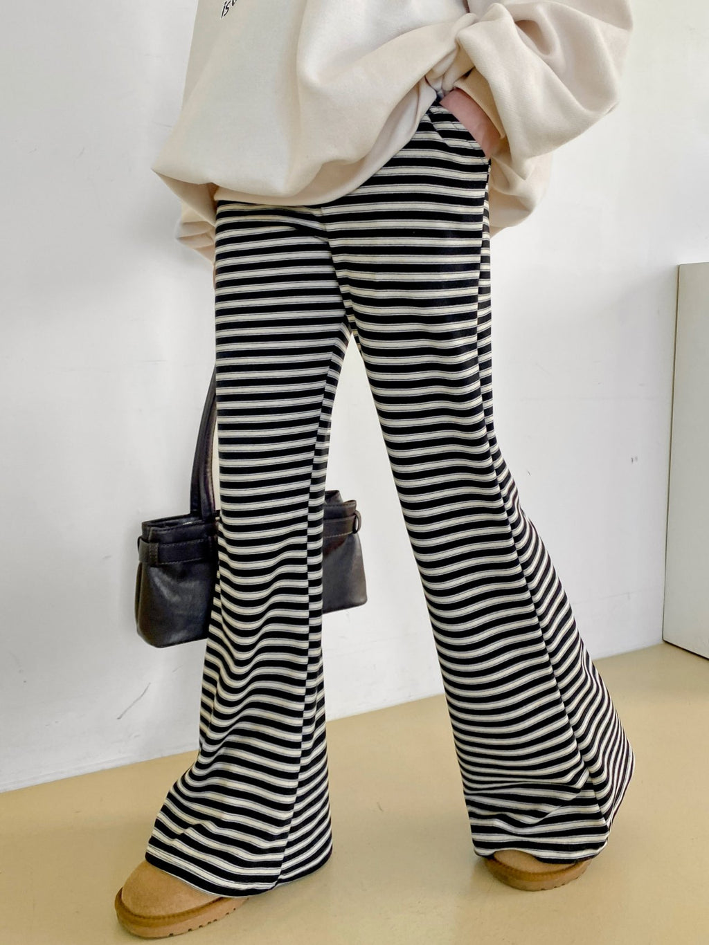 Soft Fleece Stripe Flare Pants