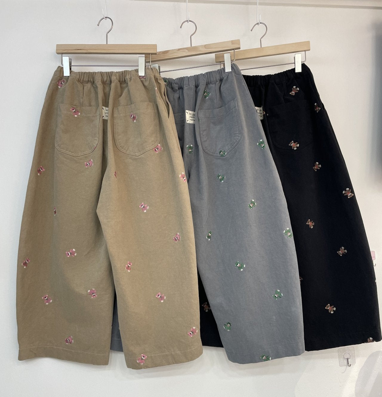 Teddy Embroidery Wide Pants – Made in Korea