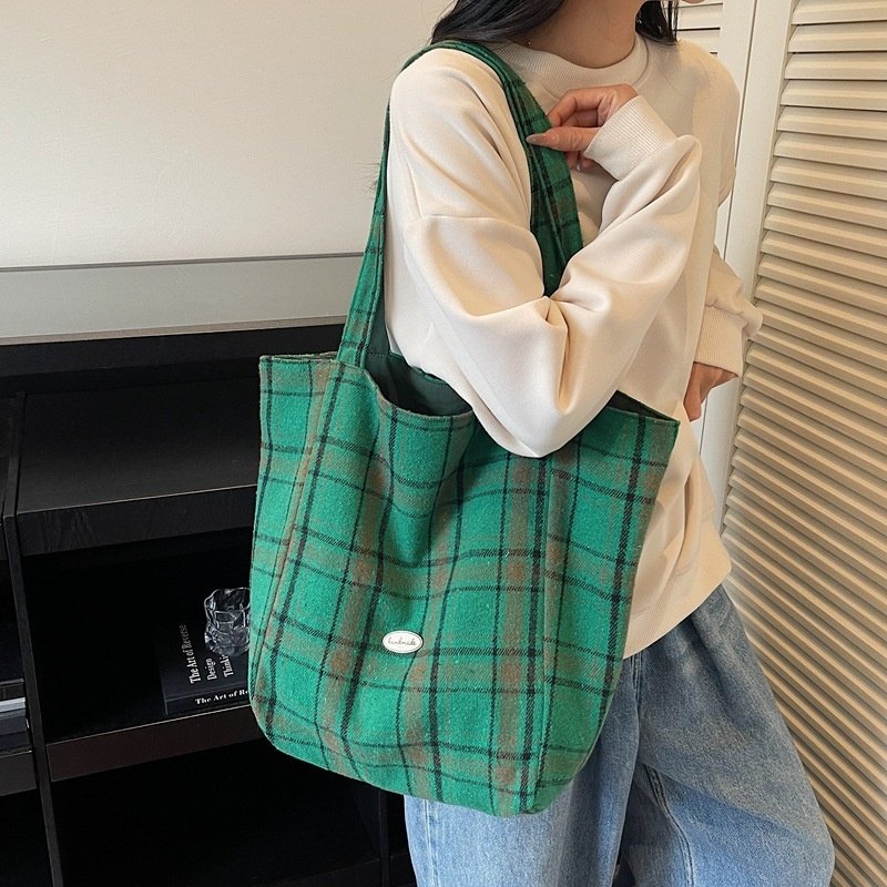 Reversible Check Daily Tote Bag