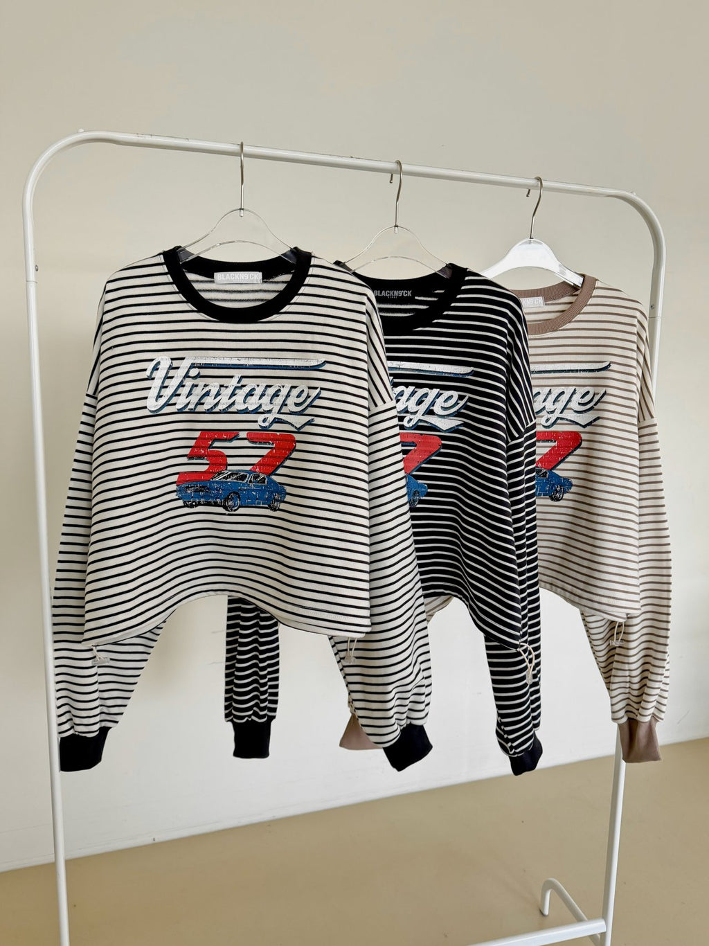 Vintage 52 Striped Drawstring Sweatshirt – Made in Korea - Luckyplanetusa