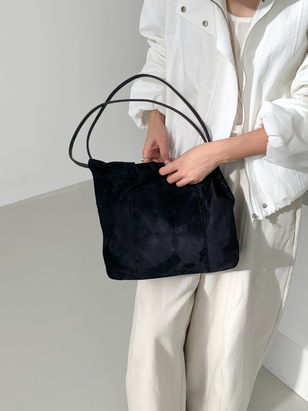 Stella Soft Suede Gather Bucket Bag