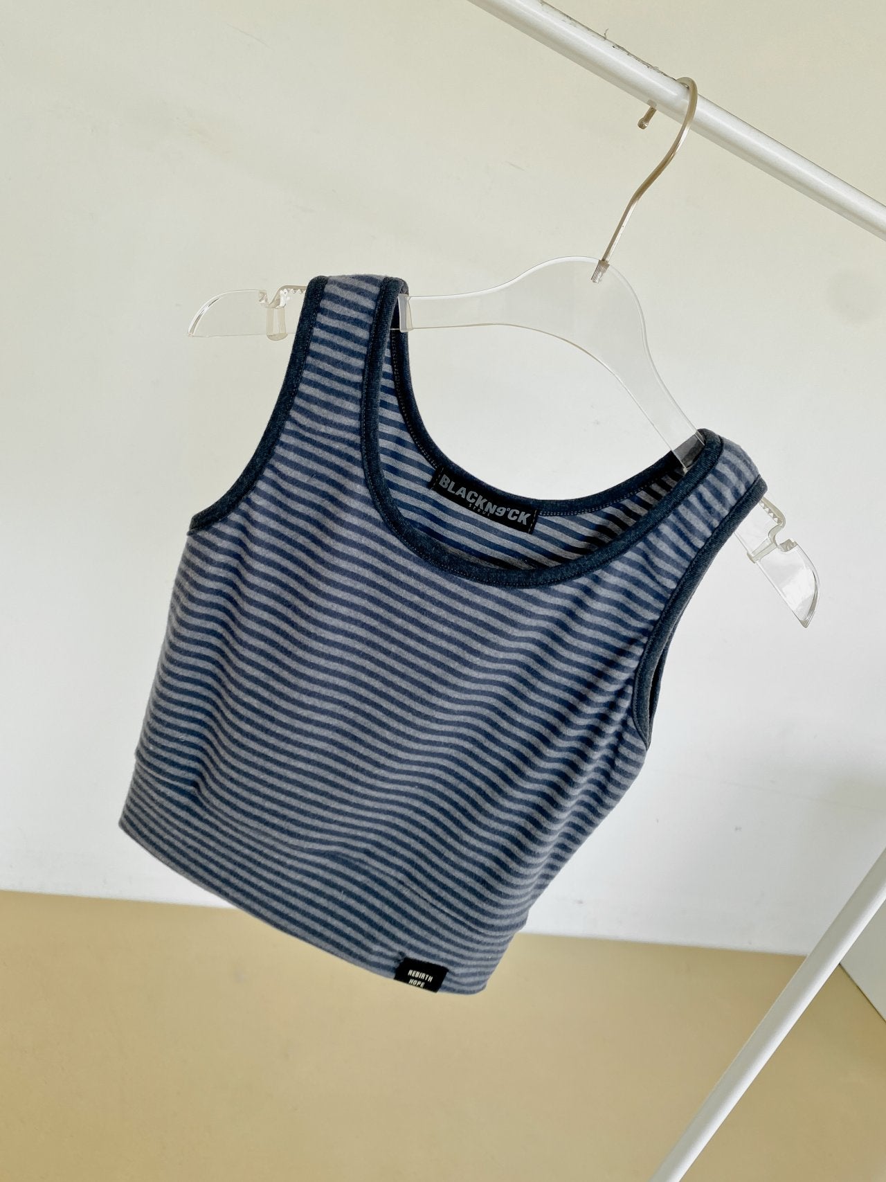 Soft Fleece-Lined Stripe Crop Tank – Made in Korea
