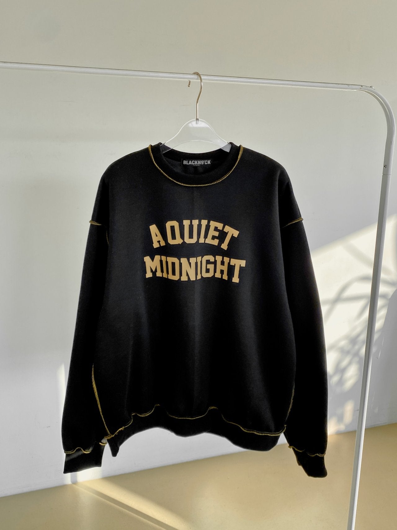A Quiet Midnight Contrast Stitch Sweatshirt