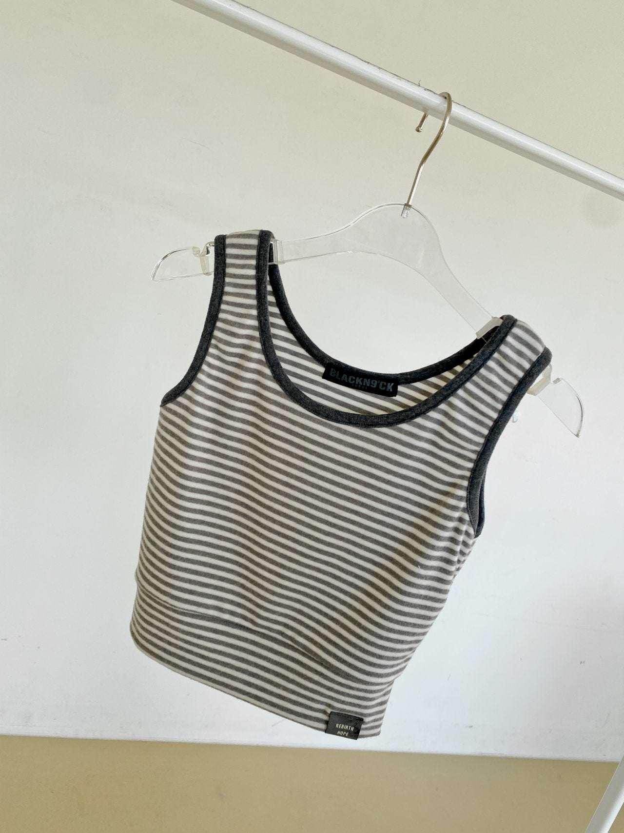 Soft Fleece-Lined Stripe Crop Tank – Made in Korea