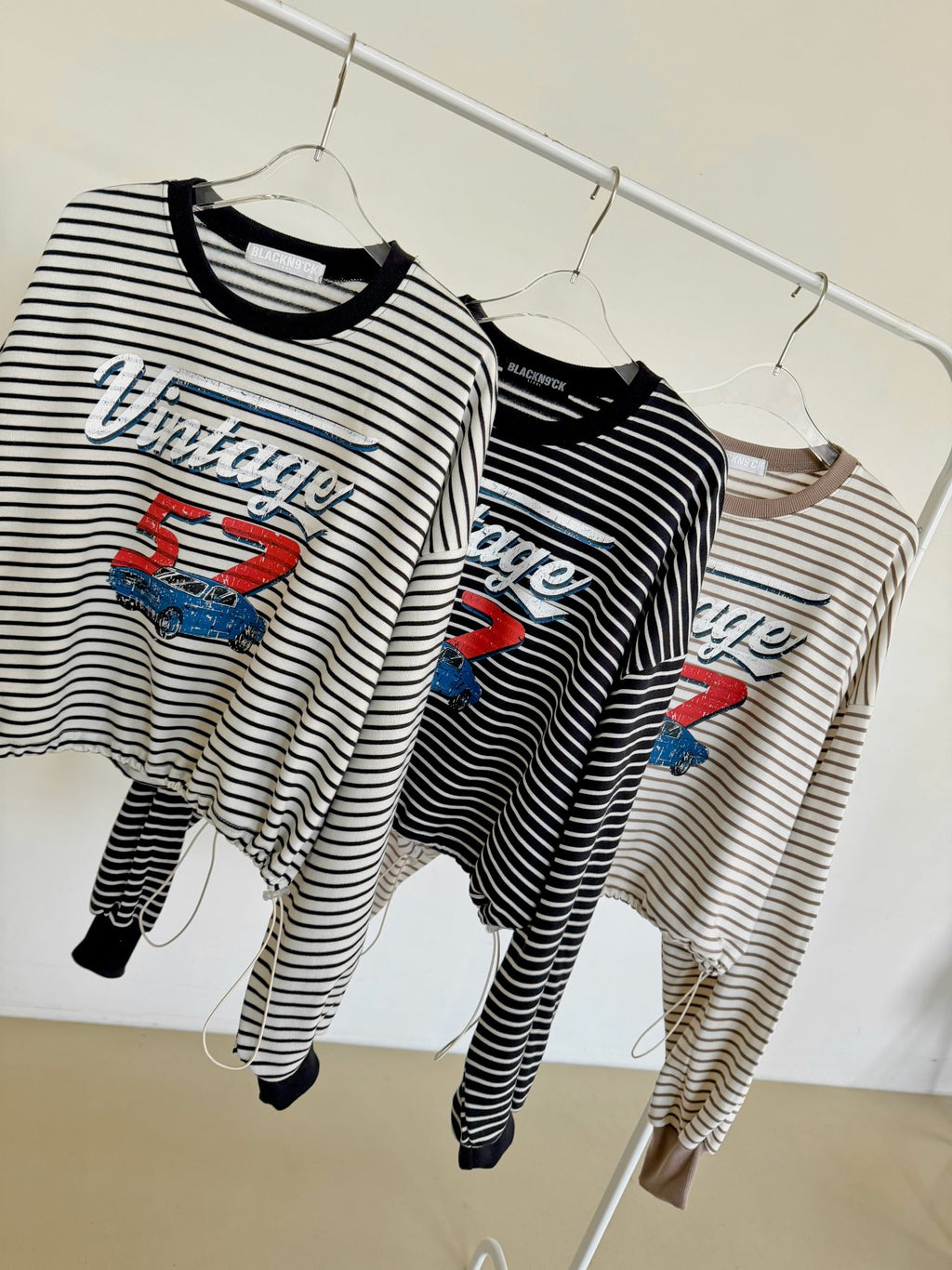 Vintage 52 Striped Drawstring Sweatshirt – Made in Korea - Luckyplanetusa