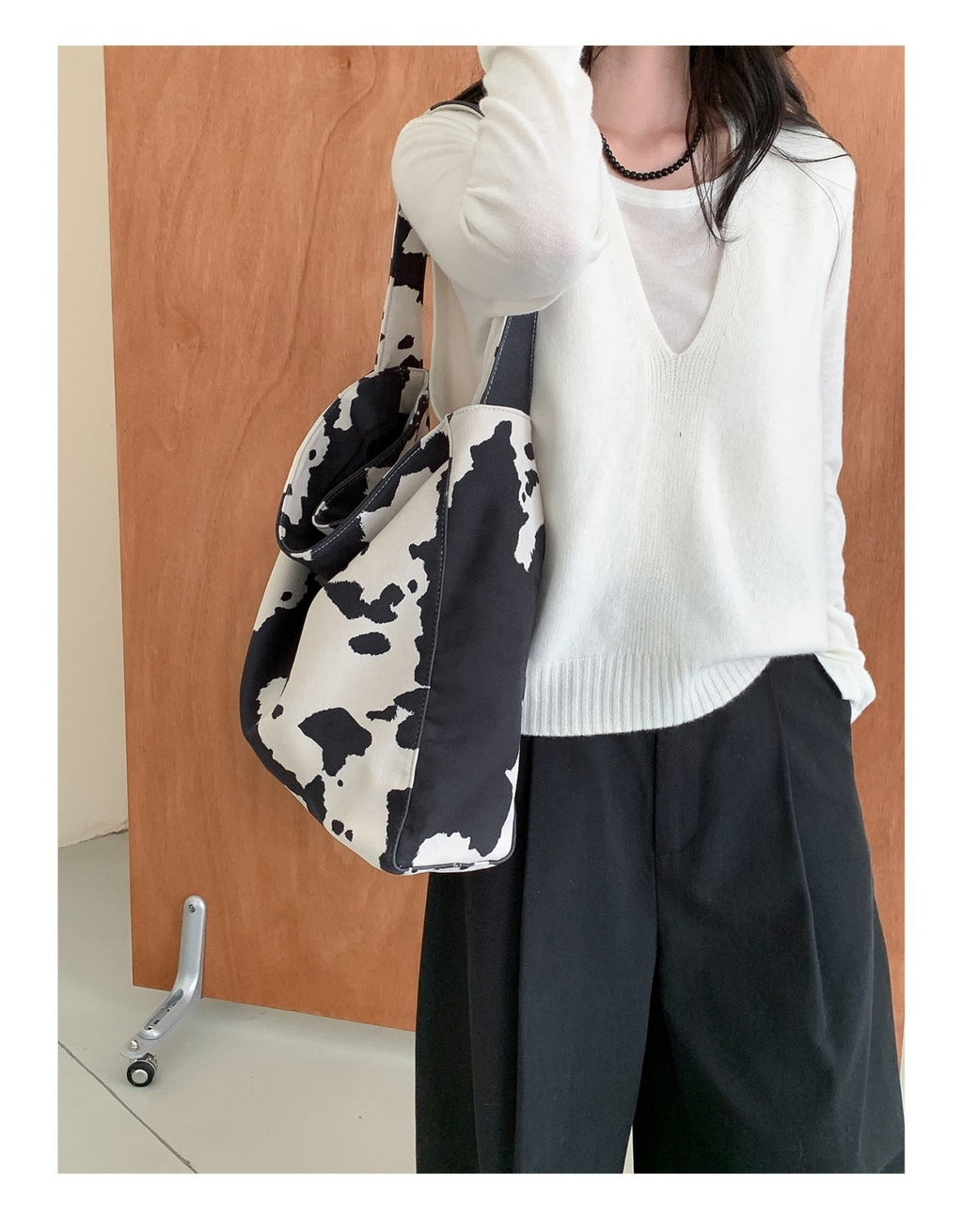 Cow Suede Pattern Soft Shoulder Bag