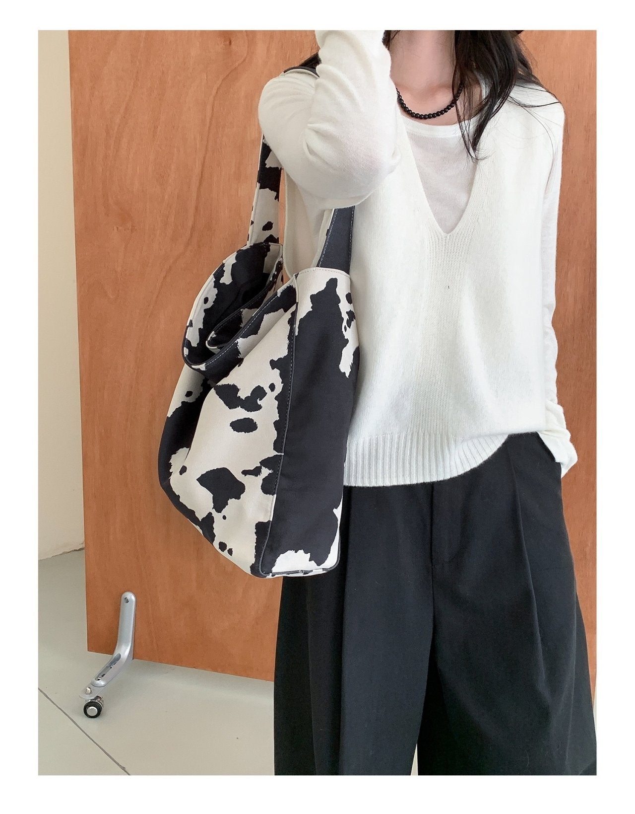 Cow Suede Pattern Soft Shoulder Bag