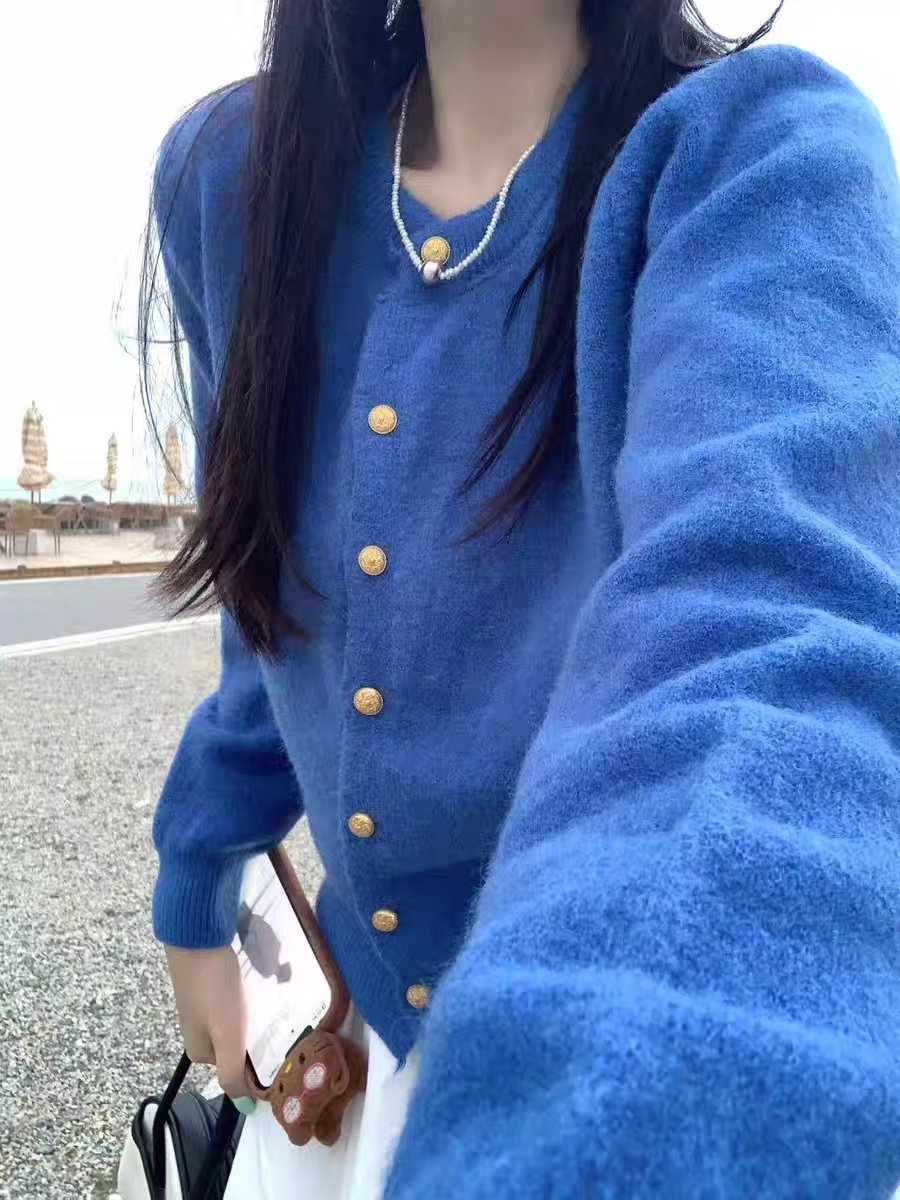 Cindy Gold Button Soft Knit Cardigan Free Size
