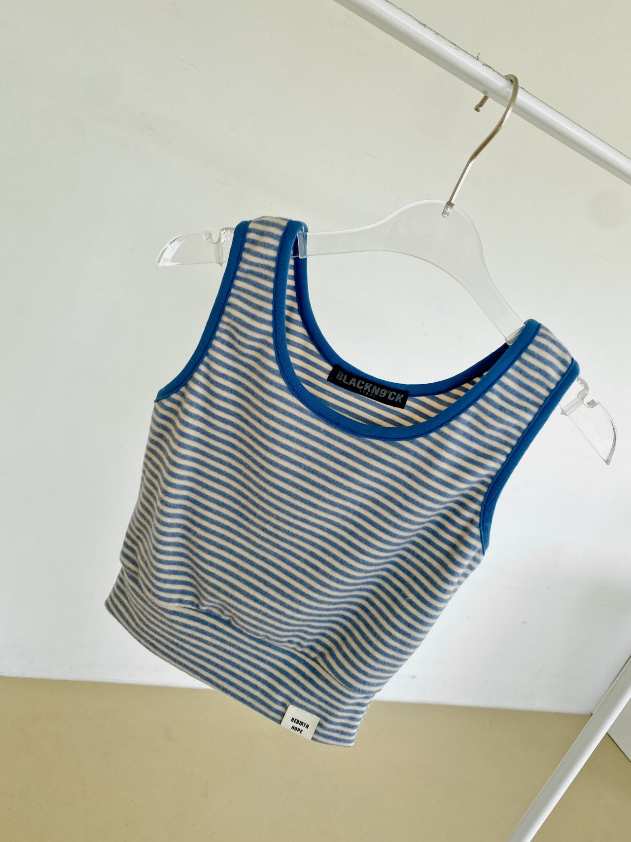 Soft Fleece-Lined Stripe Crop Tank – Made in Korea