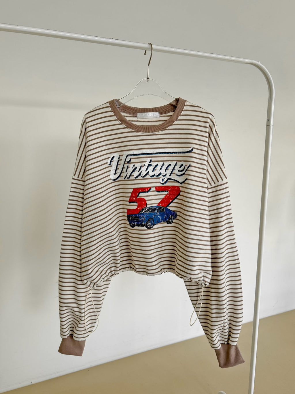 Vintage 52 Striped Drawstring Sweatshirt – Made in Korea - Luckyplanetusa