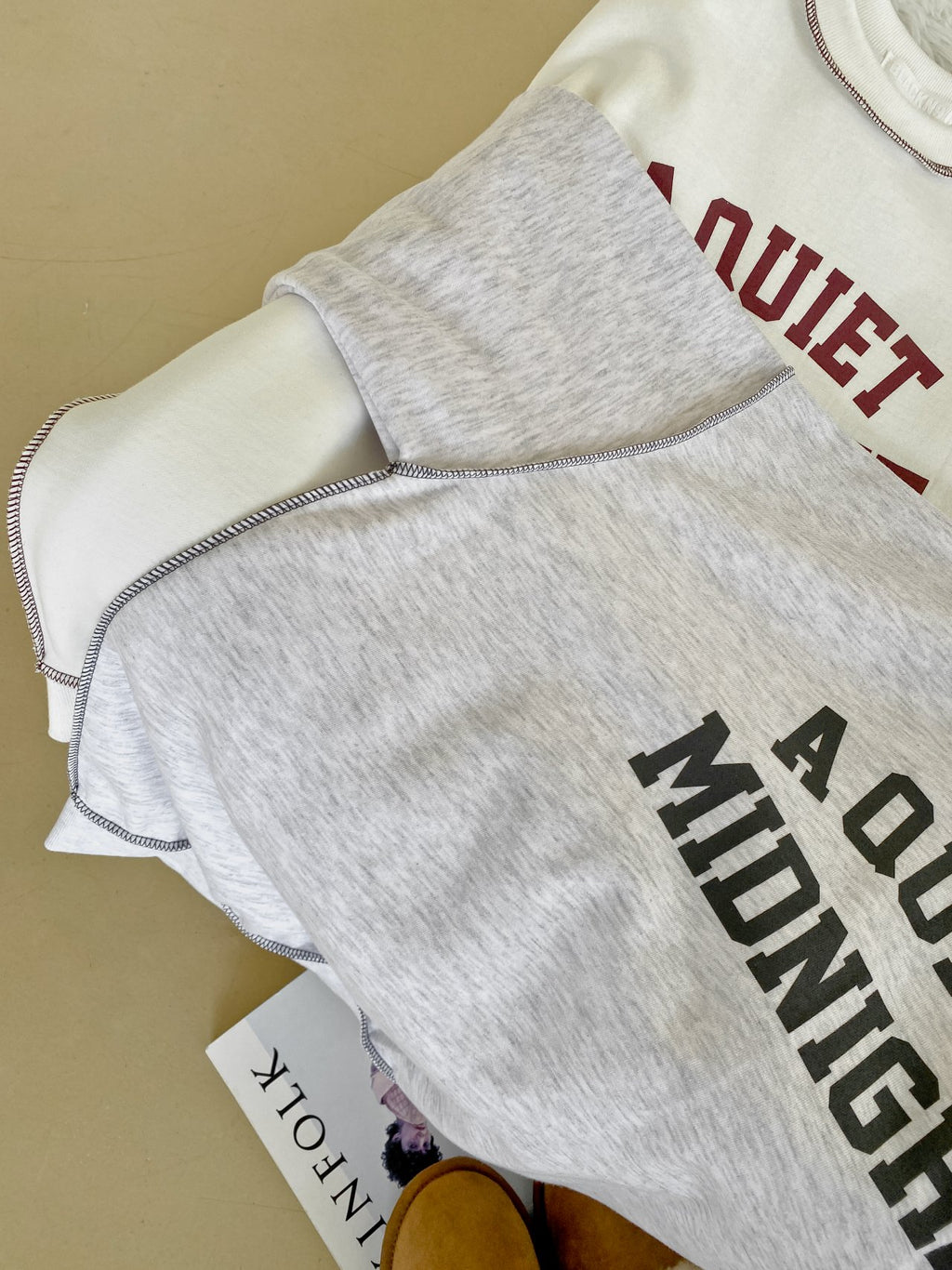 A Quiet Midnight Contrast Stitch Sweatshirt