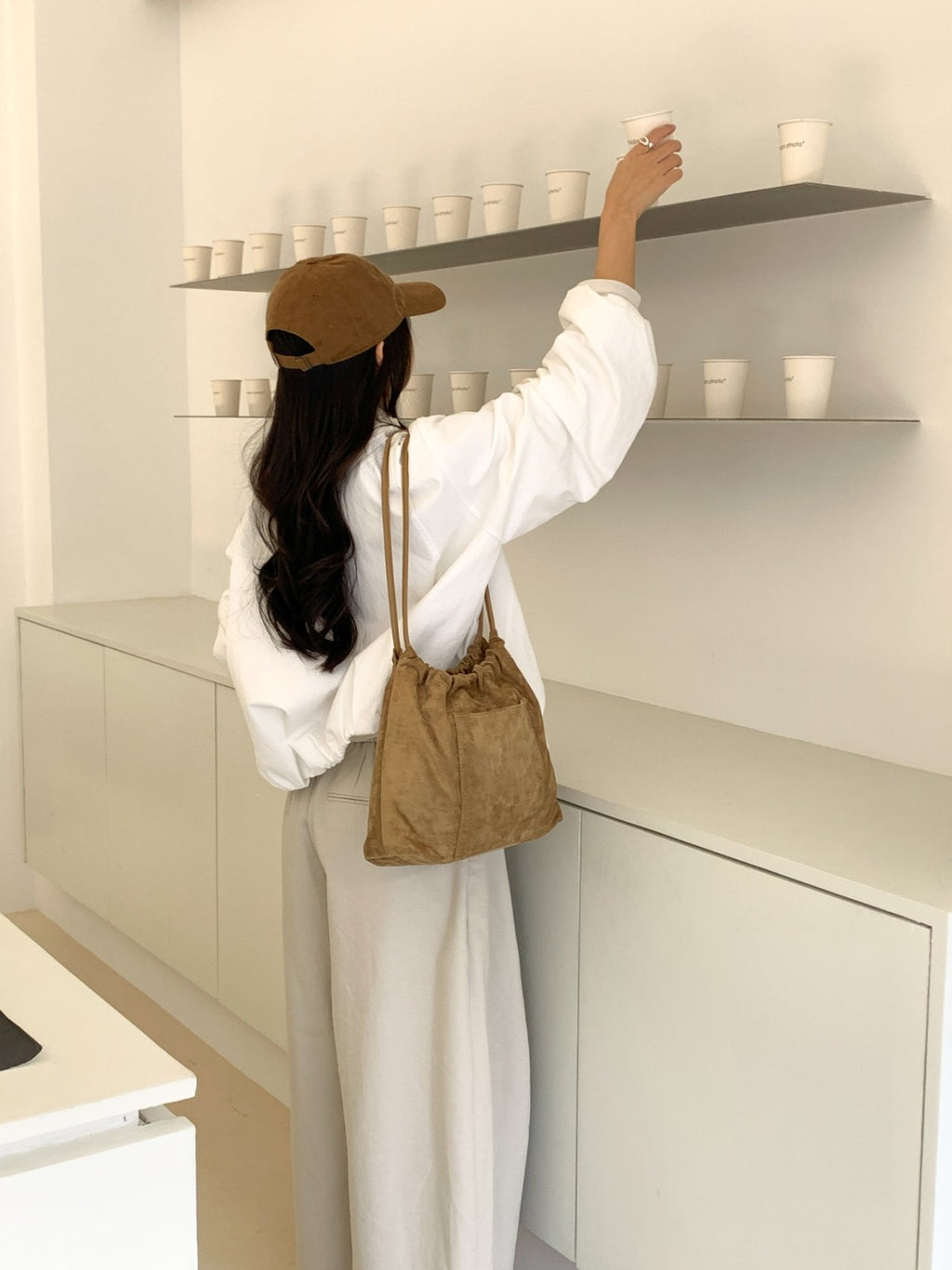 Stella Soft Suede Gather Bucket Bag