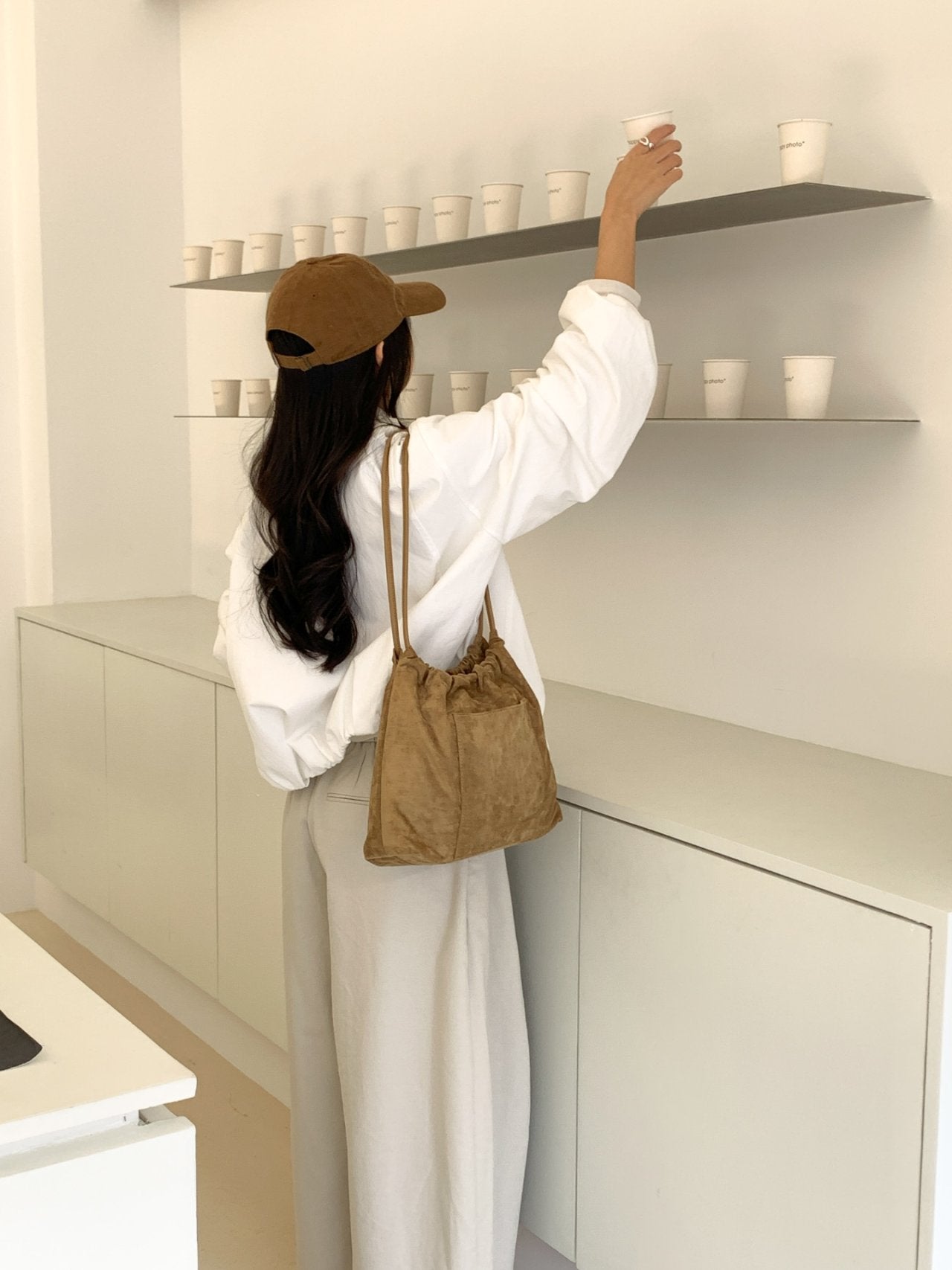 Stella Soft Suede Gather Bucket Bag