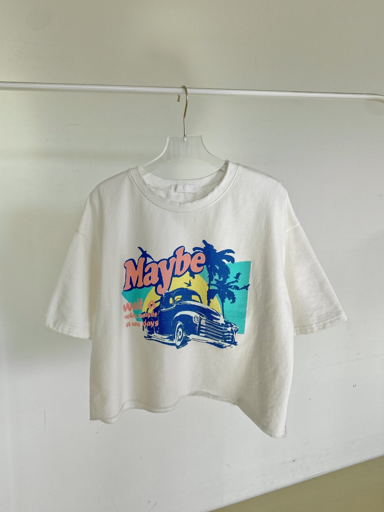 Maybe Sunset Graphic Crop Tee 100% Cotton Made in Korea