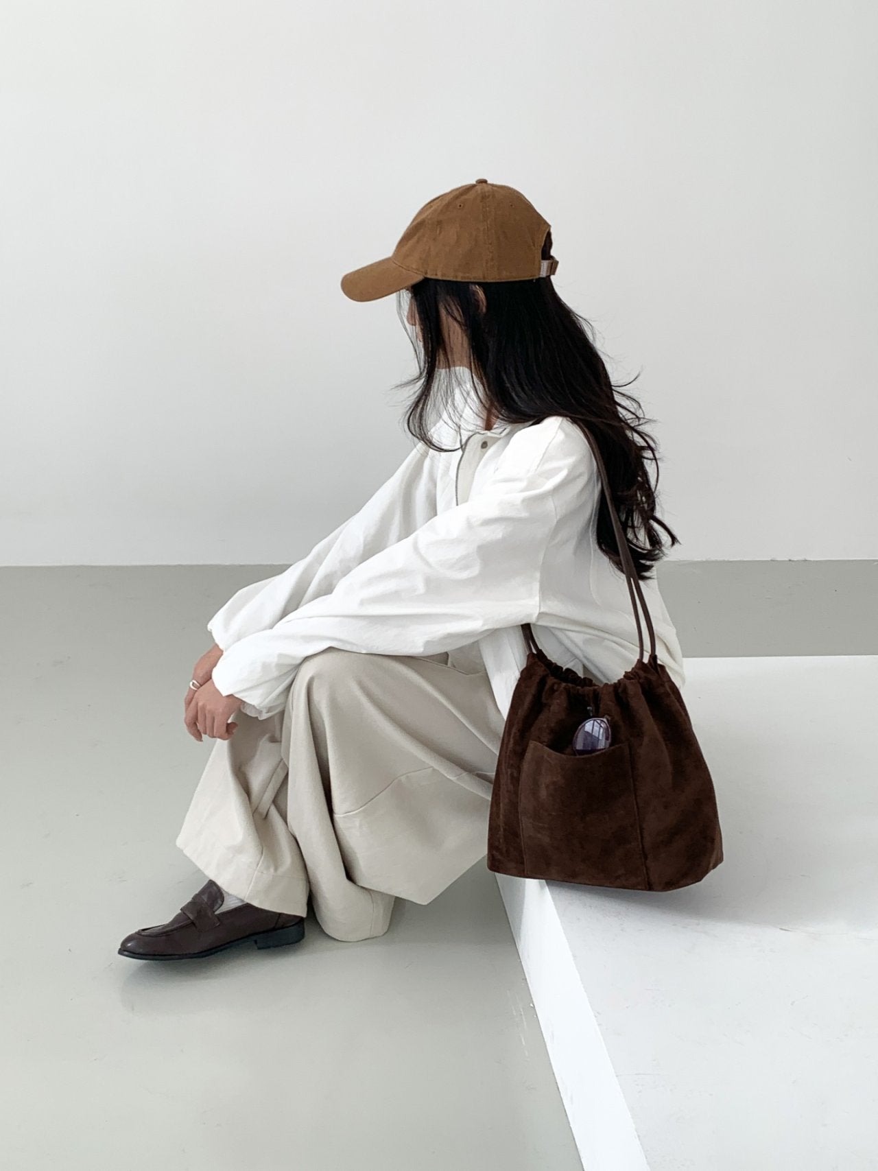 Stella Soft Suede Gather Bucket Bag