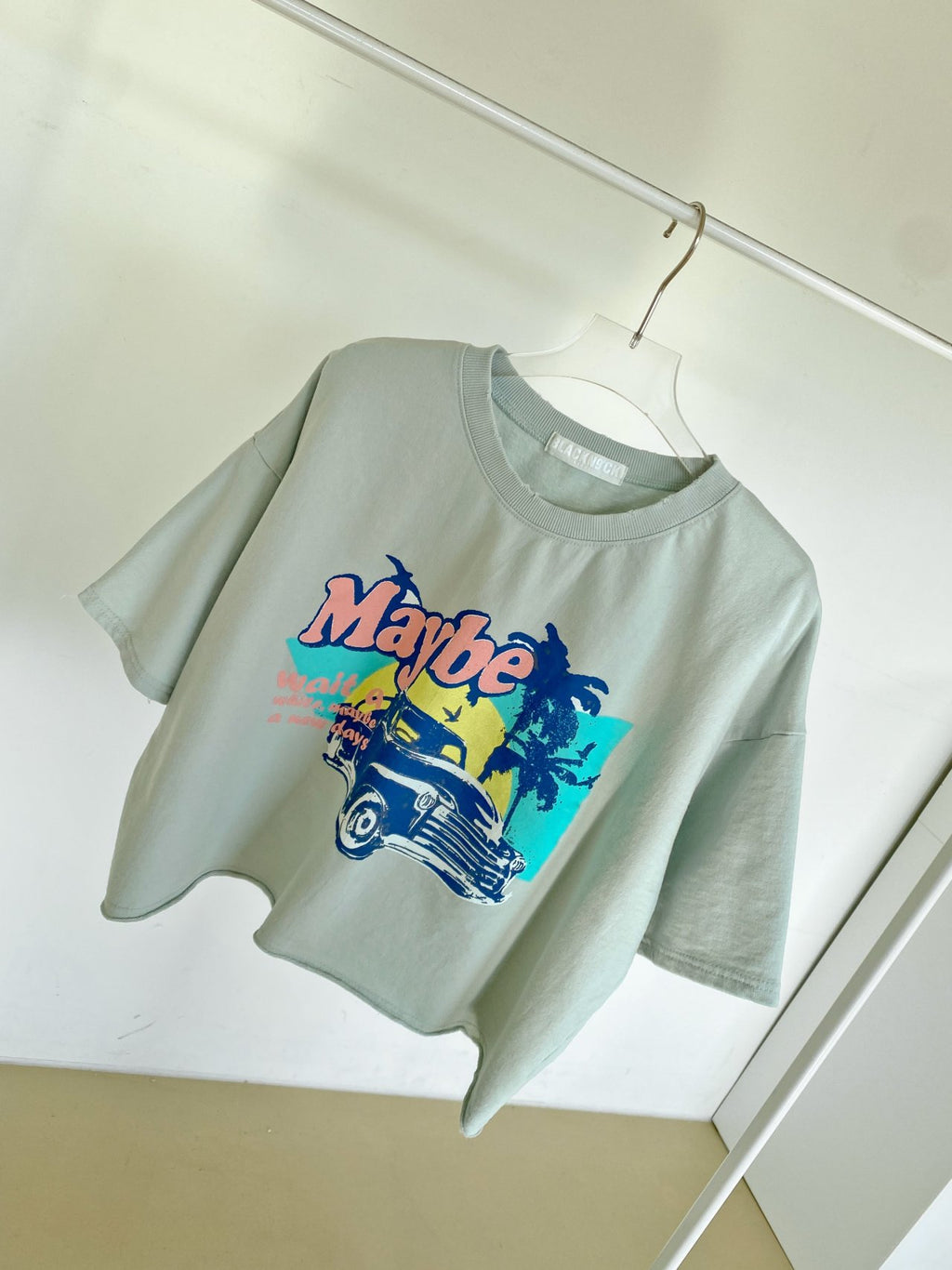 Maybe Sunset Graphic Crop Tee 100% Cotton Made in Korea