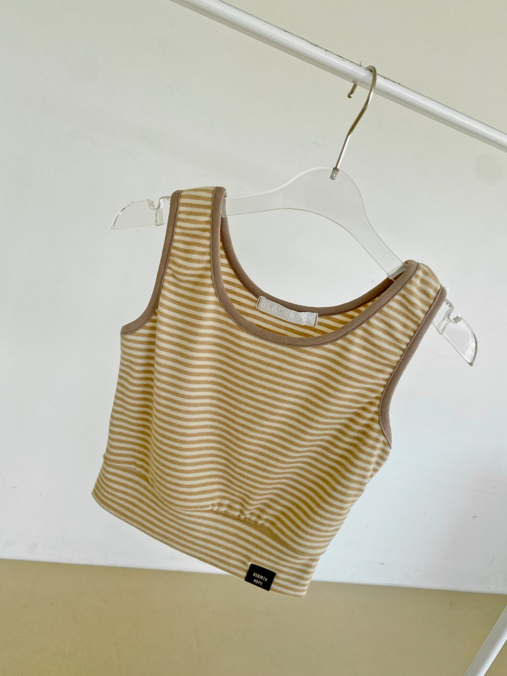Soft Fleece-Lined Stripe Crop Tank – Made in Korea