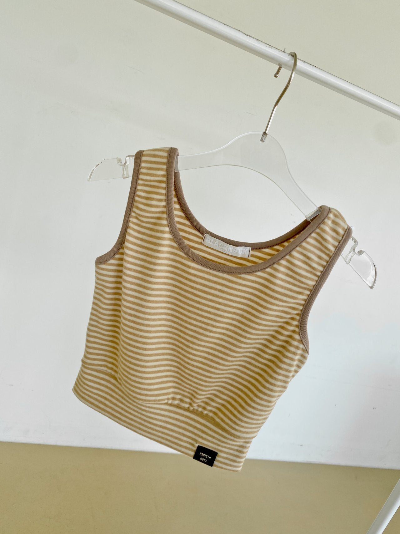 Soft Fleece-Lined Stripe Crop Tank – Made in Korea