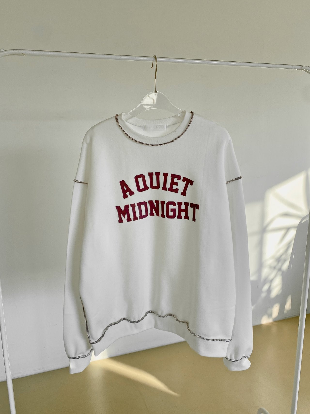 A Quiet Midnight Contrast Stitch Sweatshirt