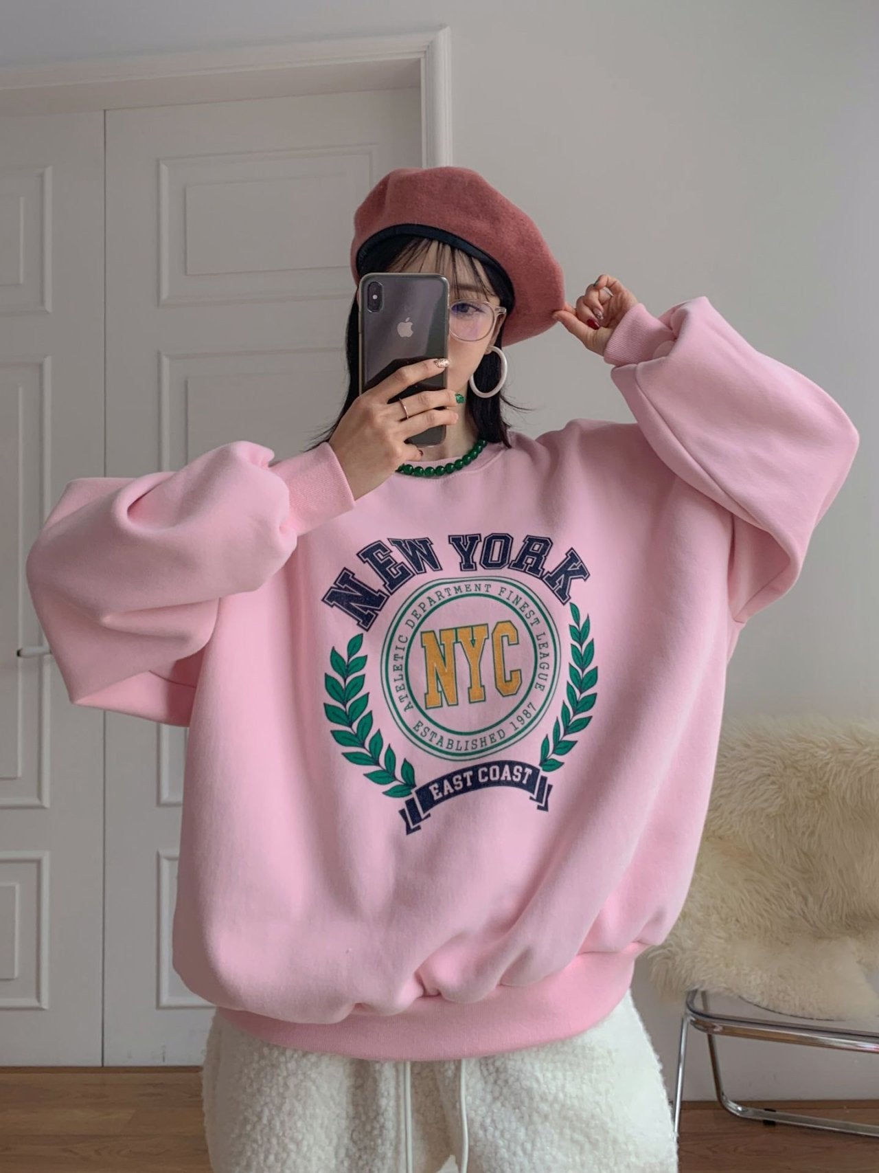 New York Graphic Oversized Sweatshirt – Made in Korea