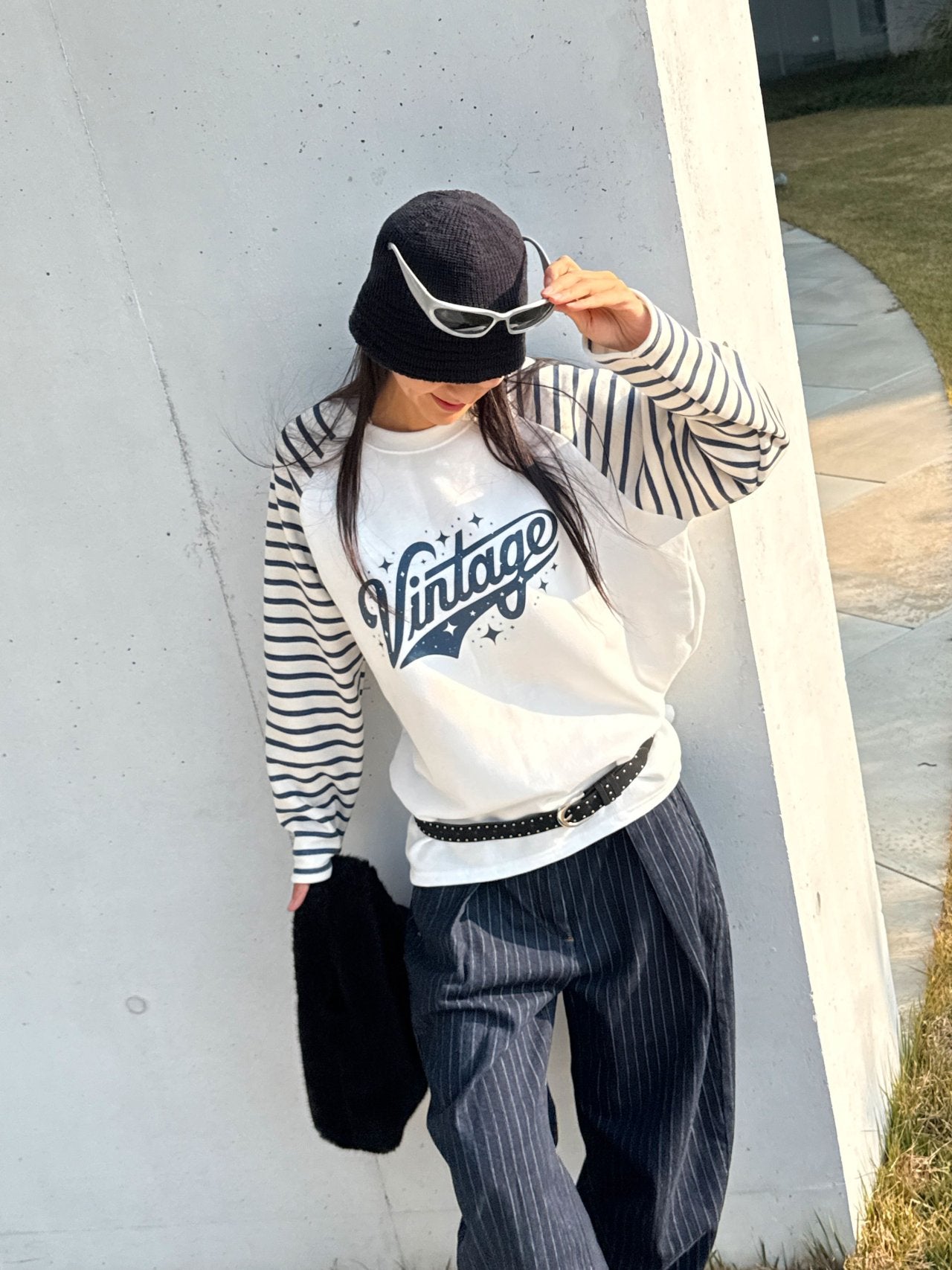 Vintage Stripe Raglan Sweatshirt