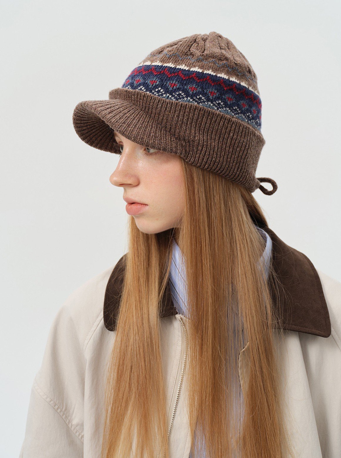 Nordic Wool Knit Brim Beanie