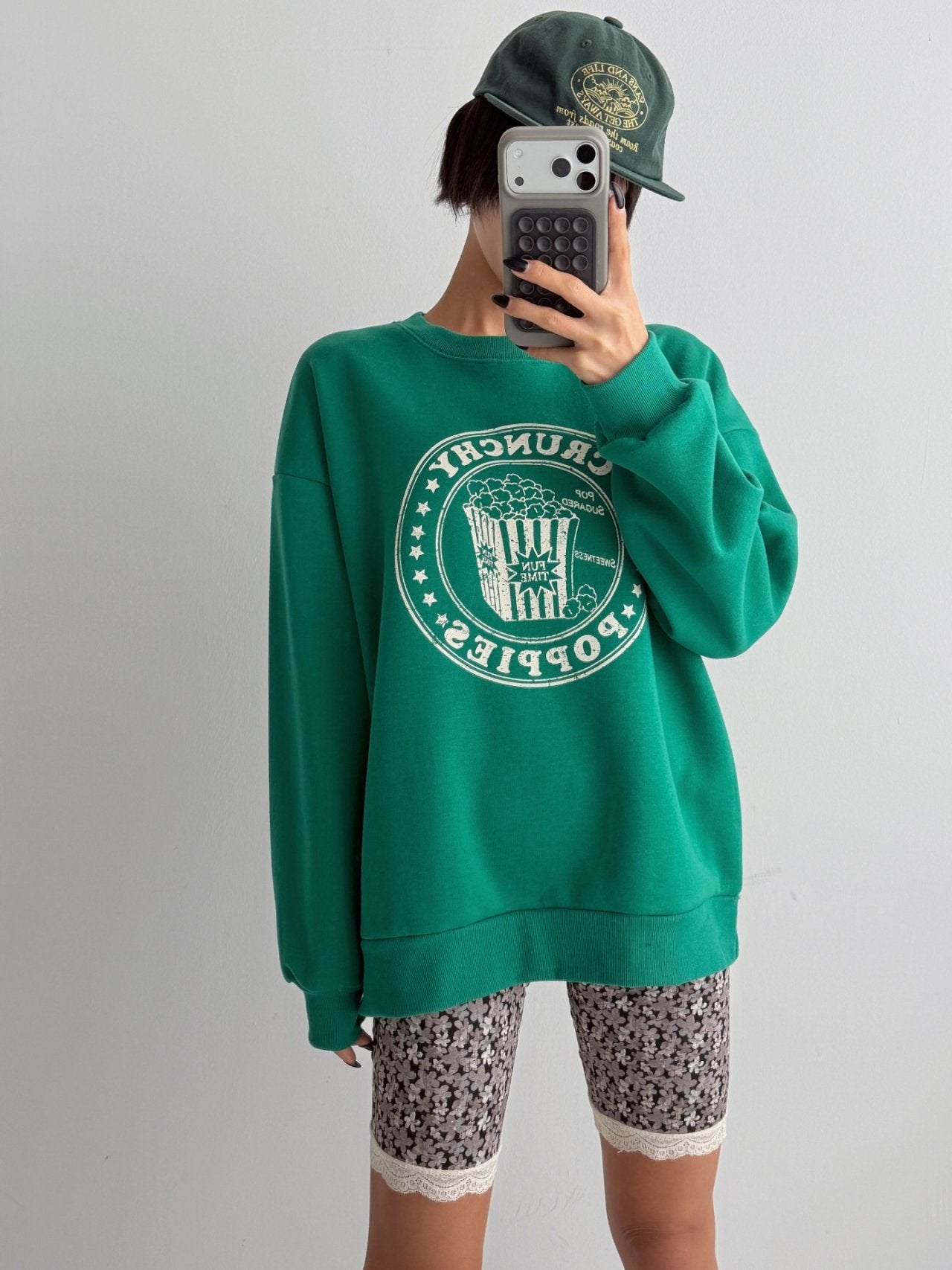 Crunchy Poppies Fleece Graphic Sweatshirt Made in Korea