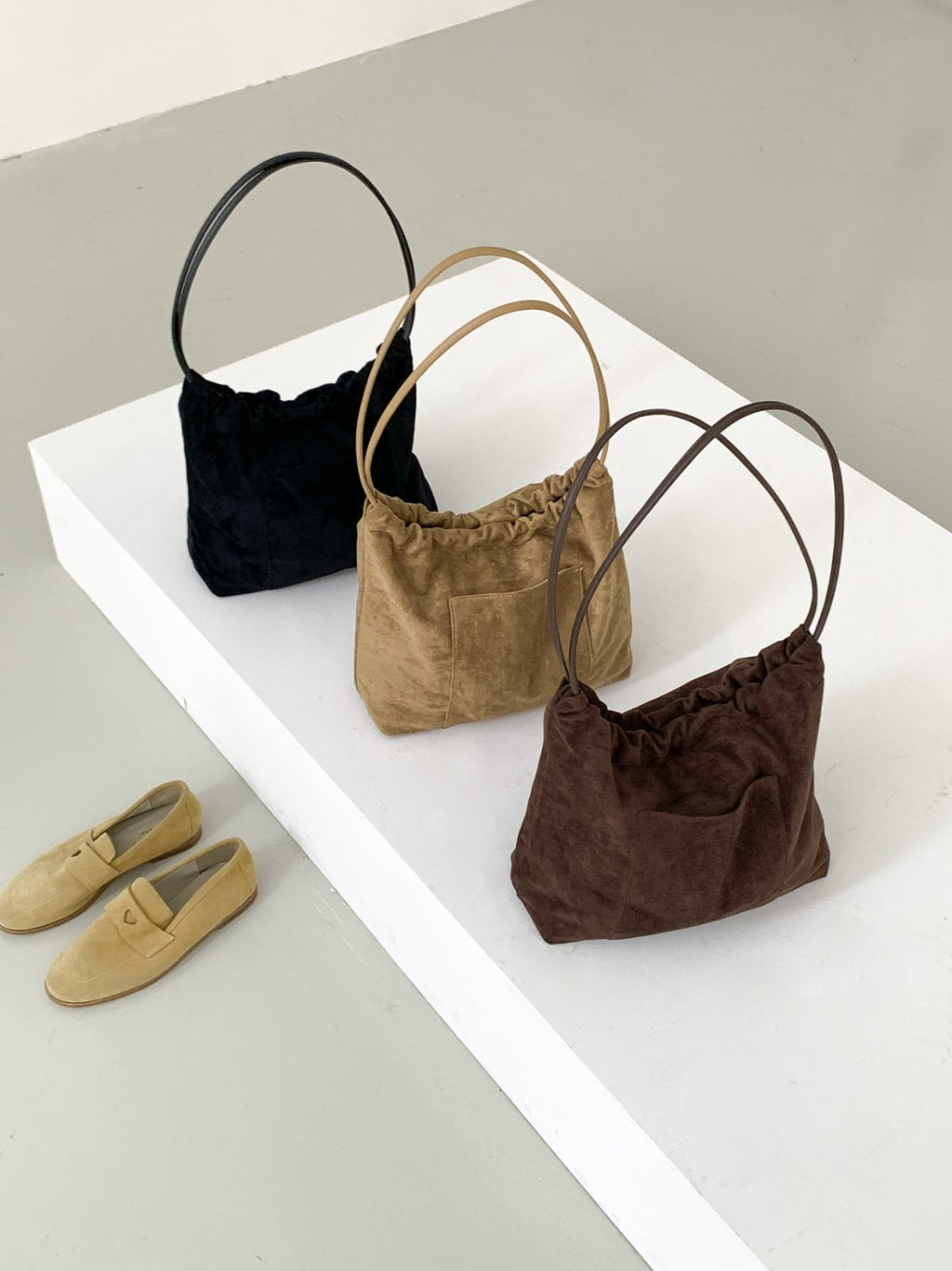 Stella Soft Suede Gather Bucket Bag