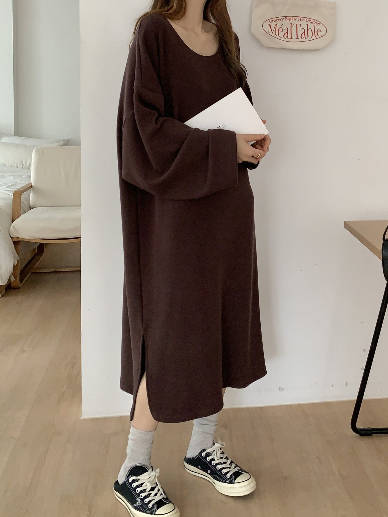 Soft Cozy U-Neck Oversized Lounge Dress