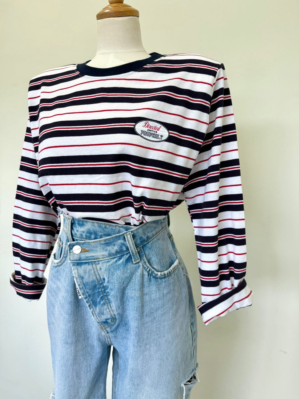 Directed Stripe Long Sleeve Tee Made in Korea - Luckyplanetusa