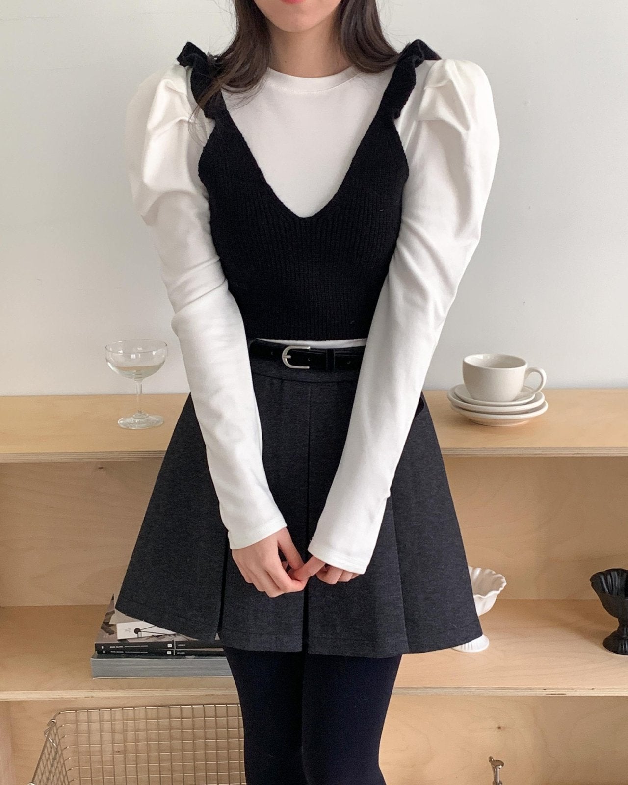 Romantic Layered Knit Ruffle Top