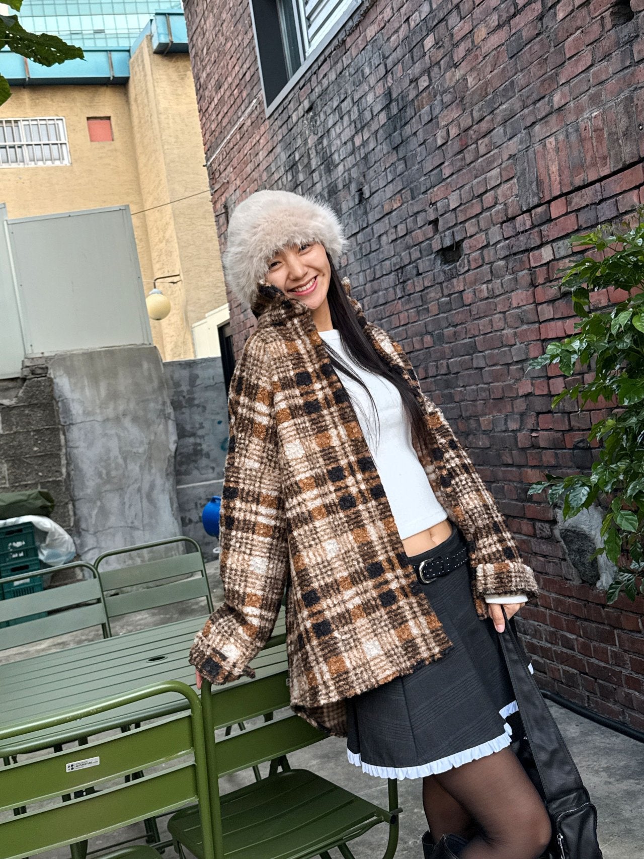 Soft Brushed Oversized Plaid Jacket