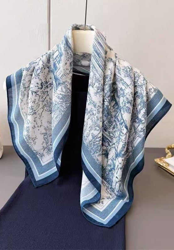Blue Classic Toile Print Scarf